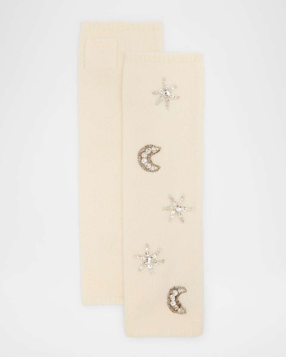 Crystal-Embellished Cashmere Long Fingerless Gloves